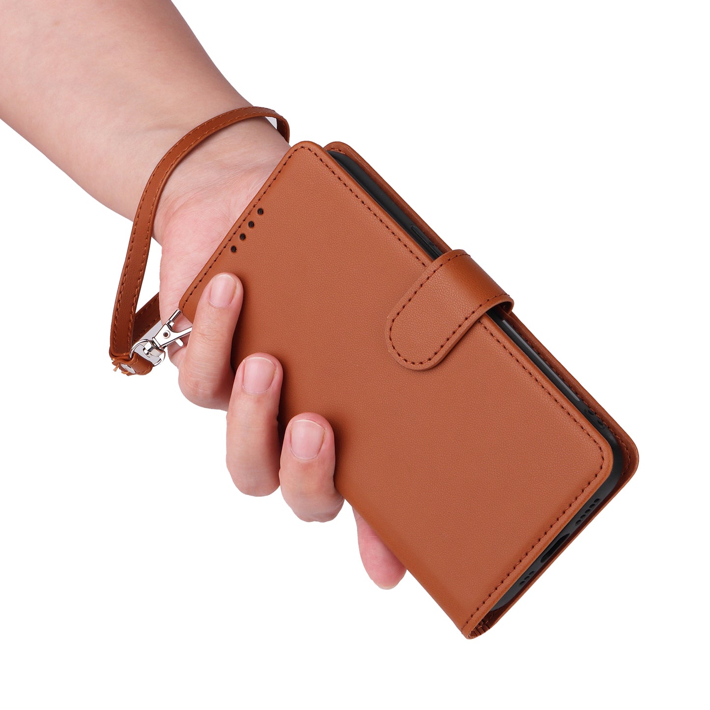 BETOPNICE 005 For Samsung Galaxy S24+ Leather Case Phone Wallet Detachable 2-in-1 - Brown