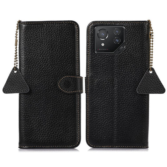 For Asus ROG Phone 8 5G / Phone 8 Pro 5G Litchi Texture Phone Case RFID Blocking Wallet Phone Cover - Black