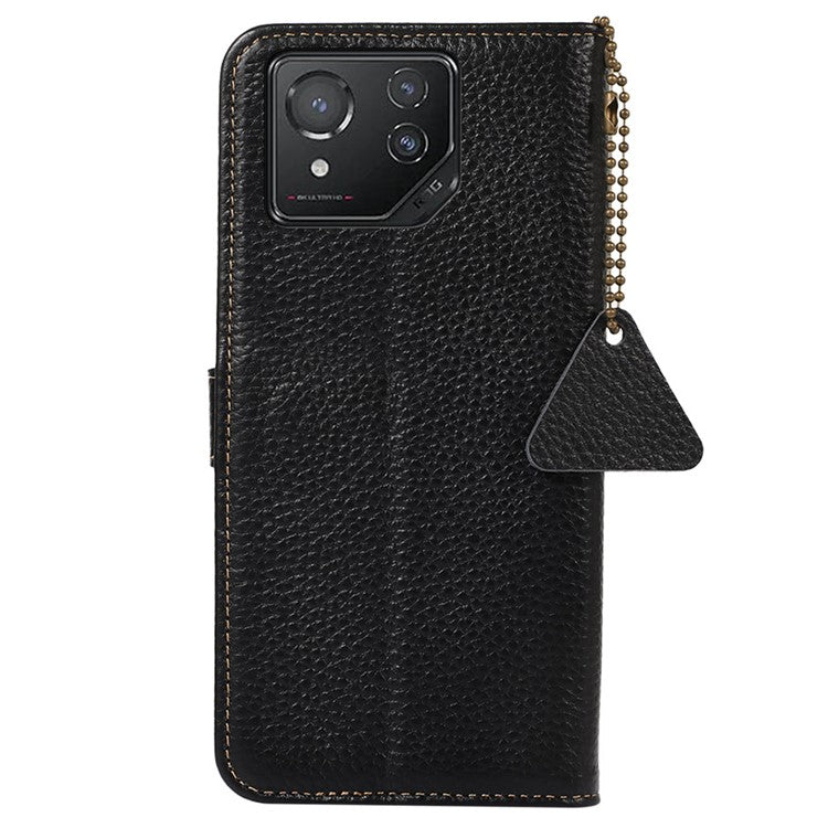For Asus ROG Phone 8 5G / Phone 8 Pro 5G Litchi Texture Phone Case RFID Blocking Wallet Phone Cover - Black