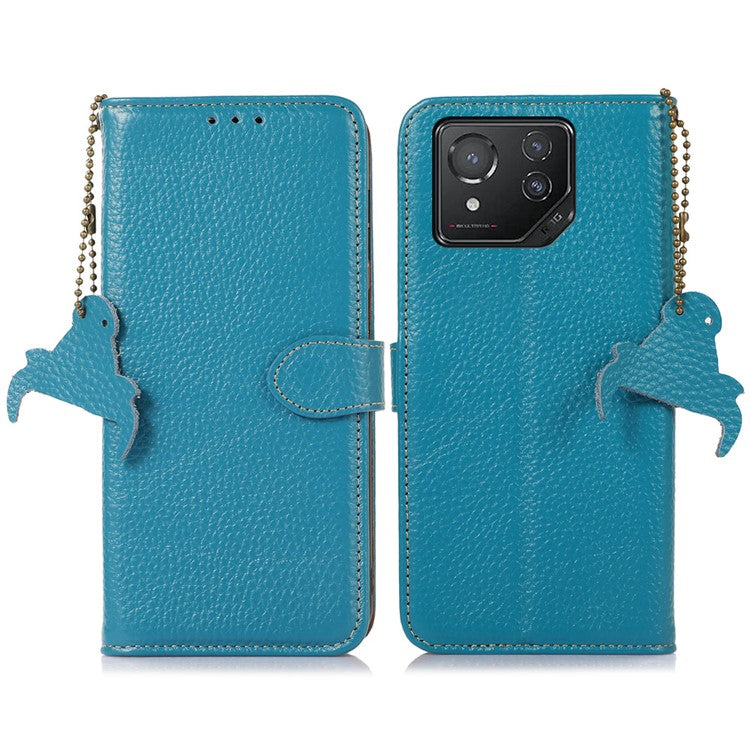 For Asus ROG Phone 8 5G / Phone 8 Pro 5G Litchi Texture Phone Case RFID Blocking Wallet Phone Cover - Blue