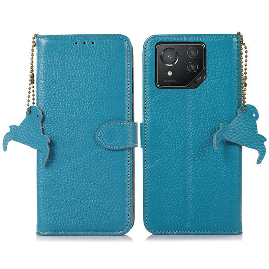For Asus ROG Phone 8 5G / Phone 8 Pro 5G Litchi Texture Phone Case RFID Blocking Wallet Phone Cover - Blue