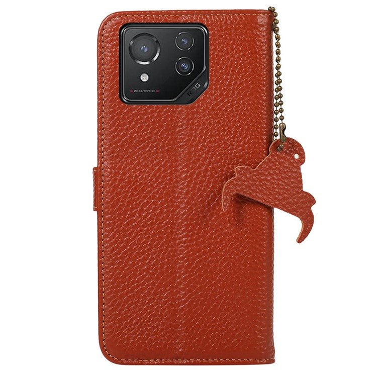 For Asus ROG Phone 8 5G / Phone 8 Pro 5G Litchi Texture Phone Case RFID Blocking Wallet Phone Cover - Brown