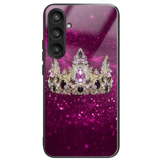 For Samsung Galaxy S24 Tempered Glass Back Case TPU Edge Phone Cover - Columns Crown