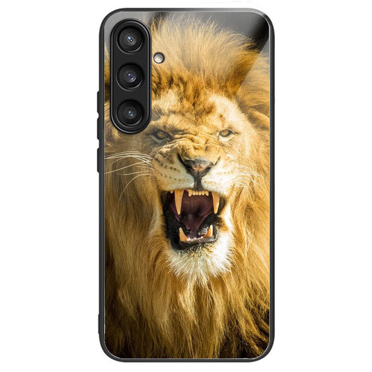 For Samsung Galaxy S24 Tempered Glass Back Case TPU Edge Phone Cover - Lion