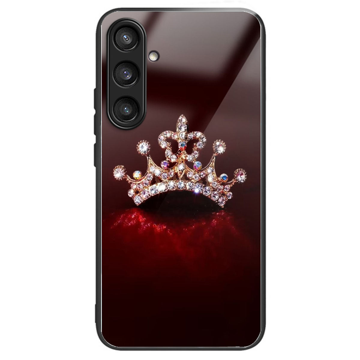 For Samsung Galaxy S24 Tempered Glass Back Case TPU Edge Phone Cover - Diamond Crown