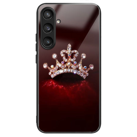 For Samsung Galaxy S24 Tempered Glass Back Case TPU Edge Phone Cover - Diamond Crown