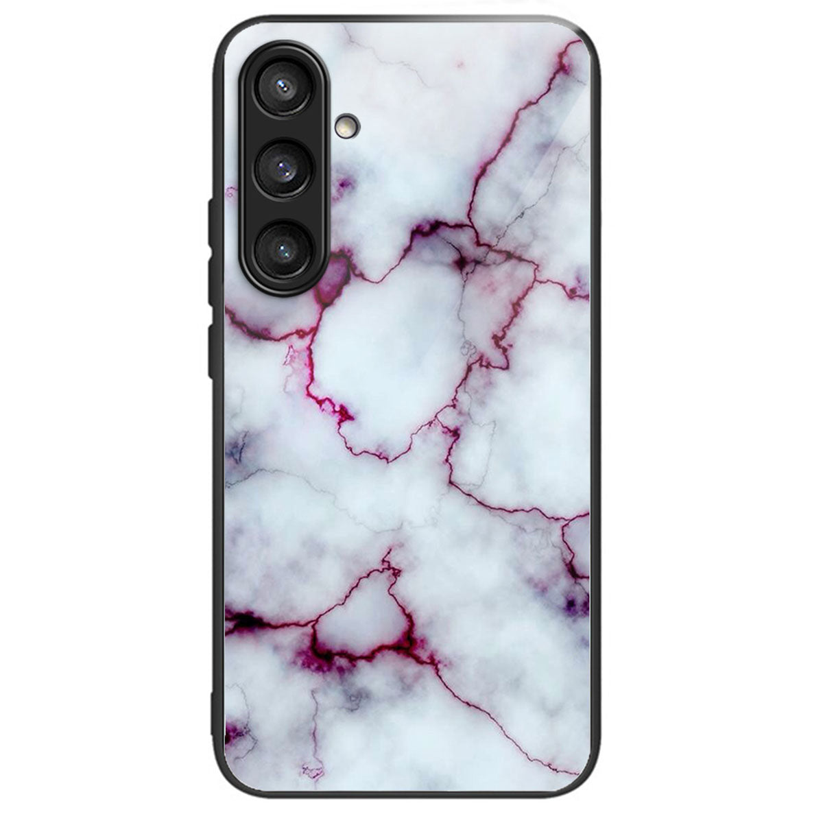 For Samsung Galaxy S24 Tempered Glass Back Case TPU Edge Phone Cover - Purple Marble