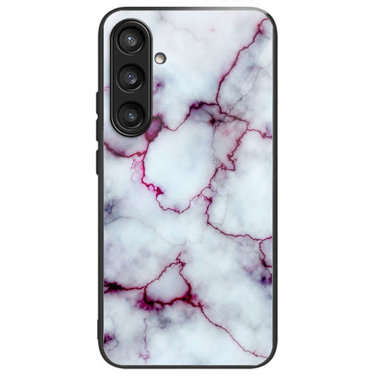 For Samsung Galaxy S24 Tempered Glass Back Case TPU Edge Phone Cover - Purple Marble