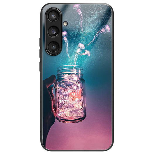 For Samsung Galaxy S24 Tempered Glass Back Case TPU Edge Phone Cover - Bottle Jellyfish