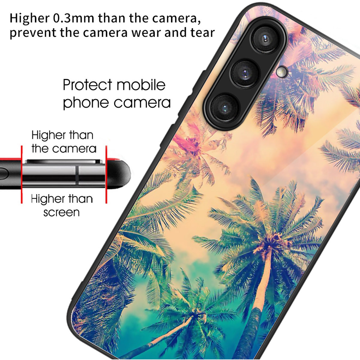 For Samsung Galaxy S24 Tempered Glass Case TPU Frame Cover Pattern Printing - Tree