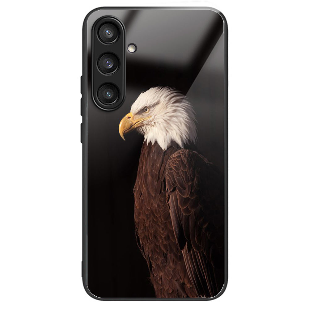 For Samsung Galaxy S24 Tempered Glass Case TPU Frame Cover Pattern Printing - Eagle