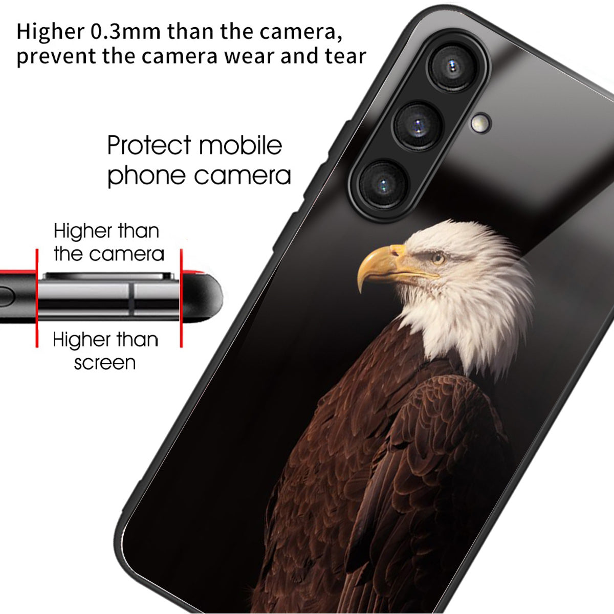 For Samsung Galaxy S24+ Phone Case Tempered Glass Back + TPU Frame - Eagle