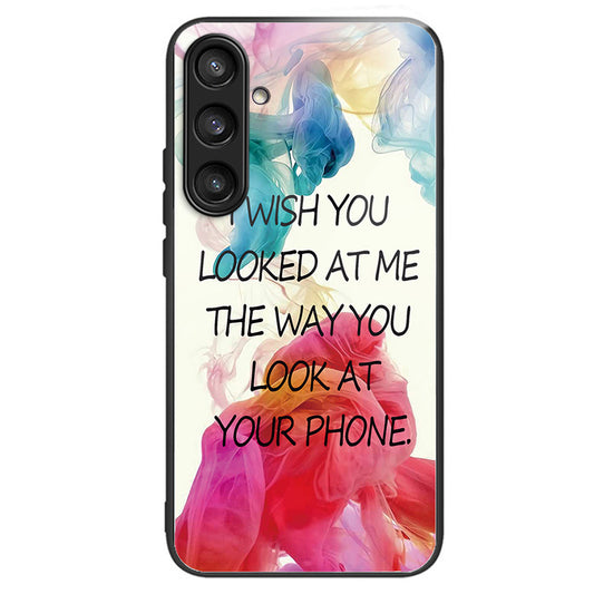 For Samsung Galaxy S24 Pattern Hard Back Cover Tempered Glass Phone Case Anti-scratch - Looked at Me