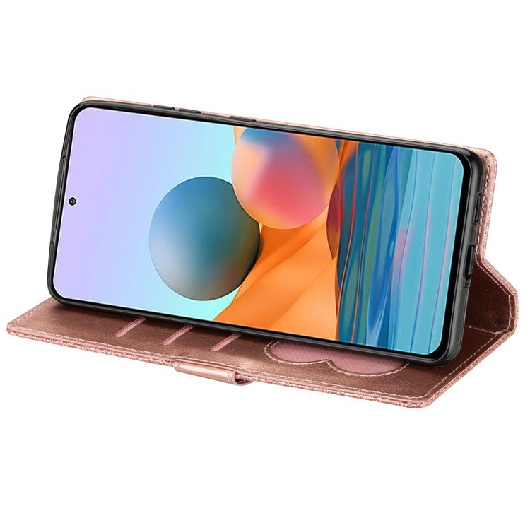 For Samsung Galaxy A35 5G Case Glitter Phone Stand Leather Drop-proof Cover with Zipper Pocket - Rose Gold