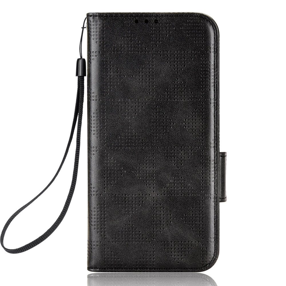 For Samsung Galaxy S24 Cell Phone Case Imprinted Triangle Flip Stand Wallet Leather Cover - Black