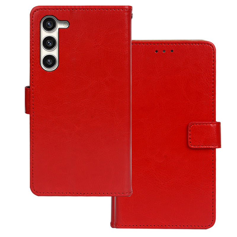 IDEWEI For Samsung Galaxy S24+ PU Leather Phone Case Wallet Crazy Horse Texture - Red