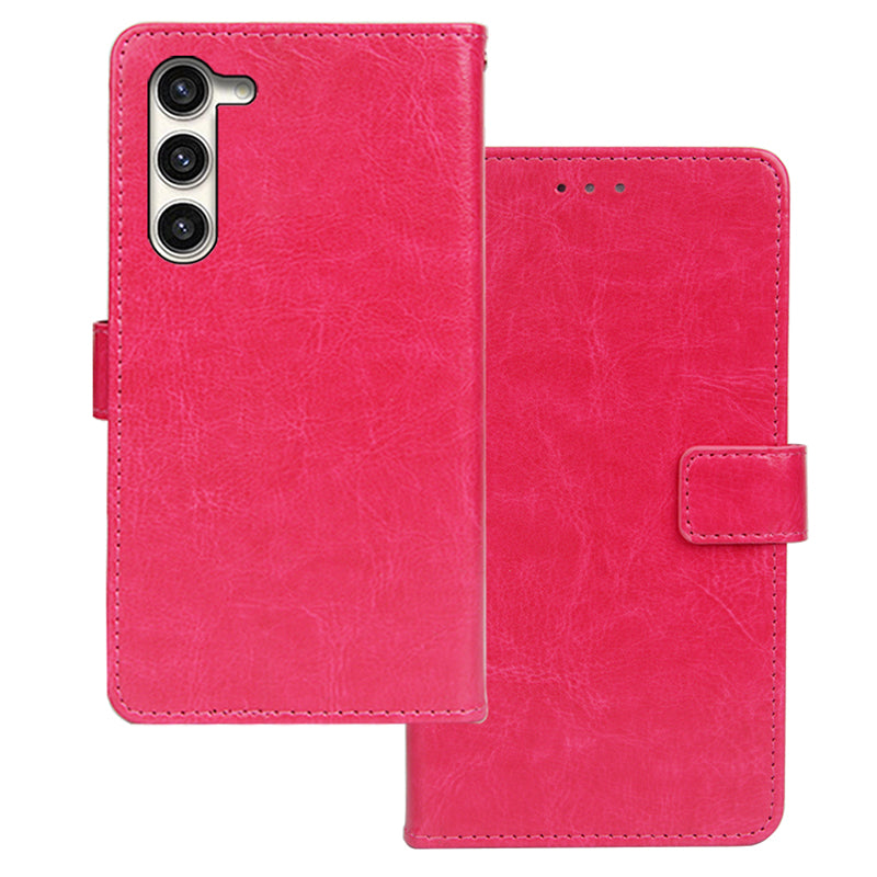 IDEWEI For Samsung Galaxy S24+ PU Leather Phone Case Wallet Crazy Horse Texture - Rose