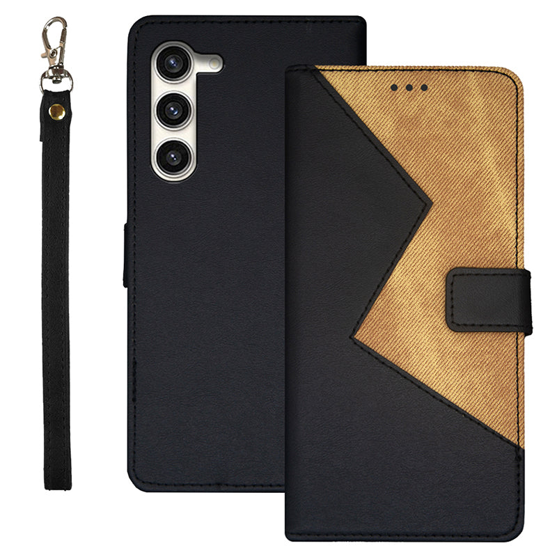 IDEWEI For Samsung Galaxy S24+ Phone Case with Card Holder Color Splicing Design - Black