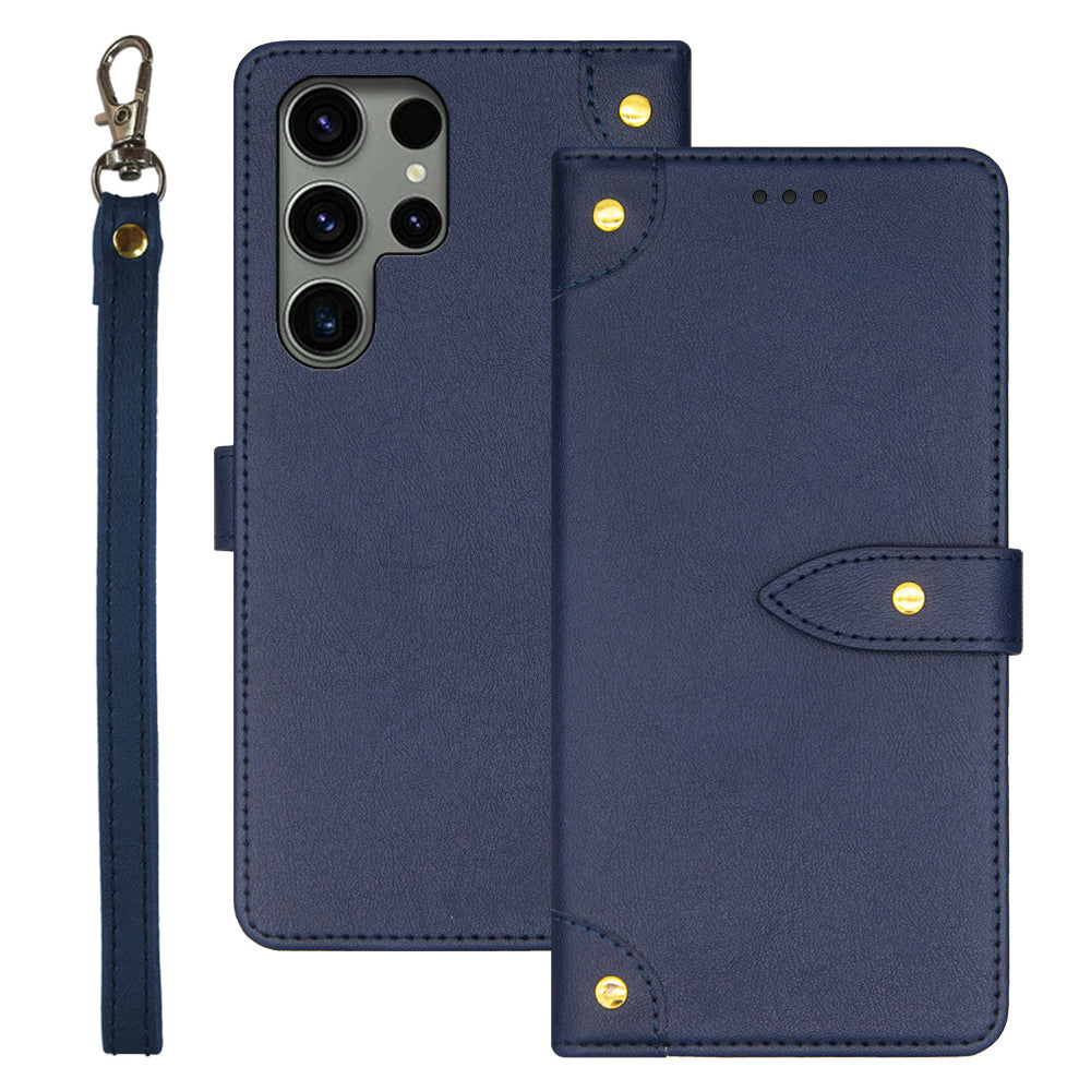 IDEWEI For Samsung Galaxy S24 Ultra PU Leather Phone Case with Card Holders Stand Function - Blue