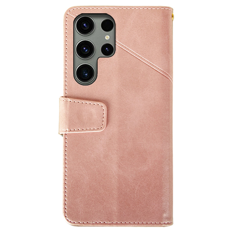 IDEWEI For Samsung Galaxy S24 Ultra Wallet Case Leather Phone Cover Card Holder - Pink