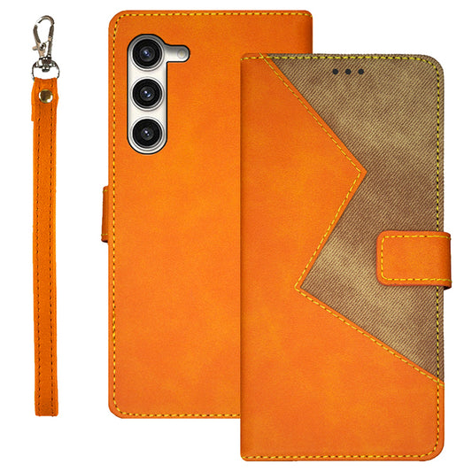 IDEWEI For Samsung Galaxy S24 Leather Case with Card Slots Phone Cover - Yellow