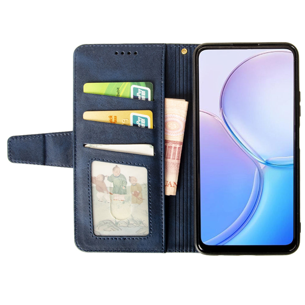 IDEWEI For Samsung Galaxy S24+ Calf Texture Leather Case Wallet Phone Cover - Blue