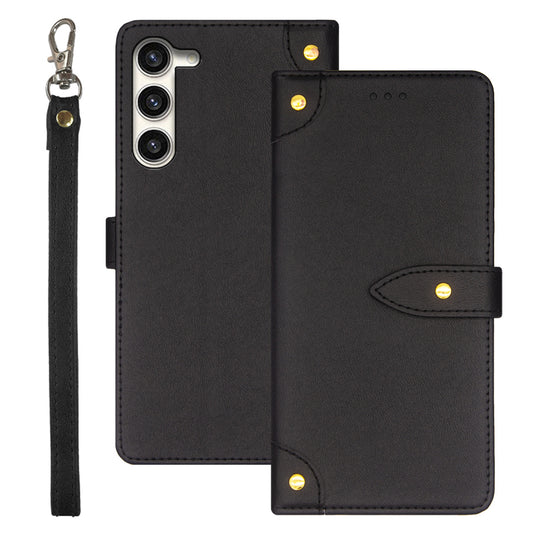 IDEWEI For Samsung Galaxy S24 Leather Case with Card Holder Phone Cover - Black