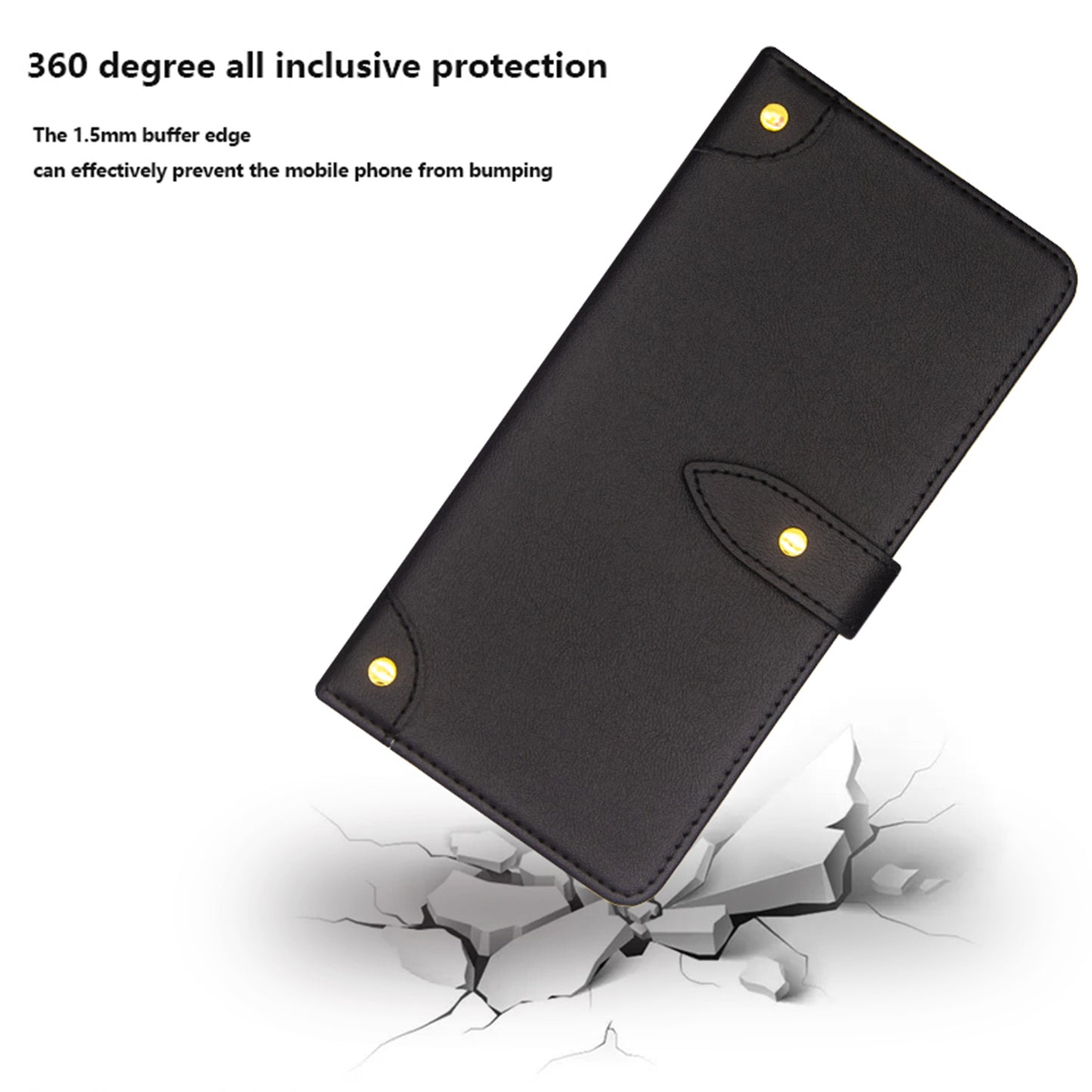 IDEWEI For Samsung Galaxy S24 Leather Case with Card Holder Phone Cover - Black