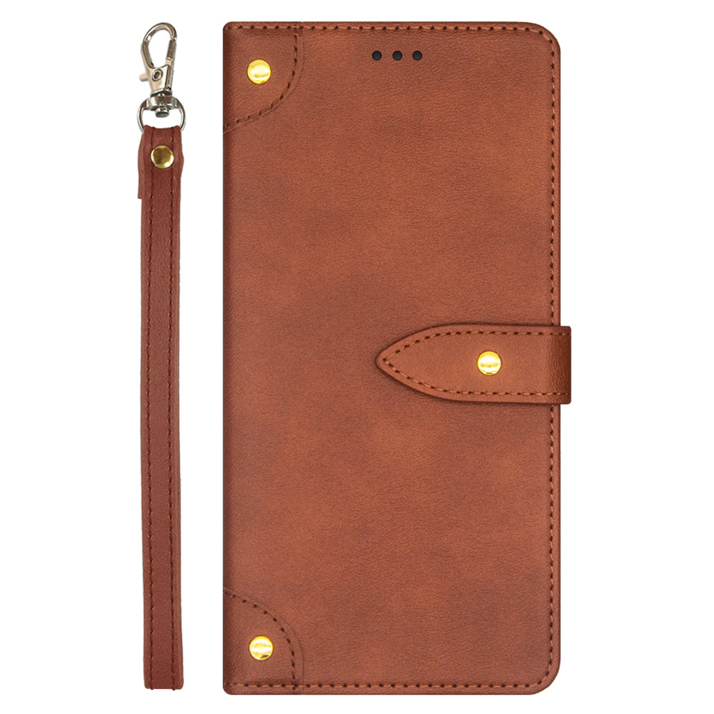 IDEWEI For Samsung Galaxy S24 Leather Case with Card Holder Phone Cover - Brown
