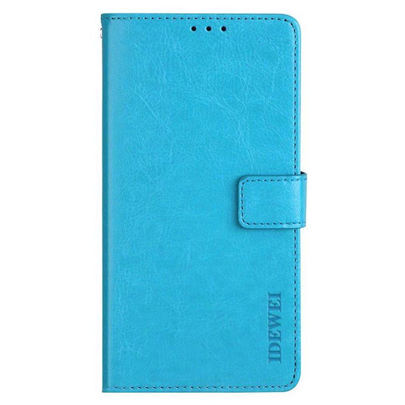 IDEWEI For Samsung Galaxy S24 Ultra Leather Case Crazy Horse Leather Folio Flip Phone Wallet - Sky Blue