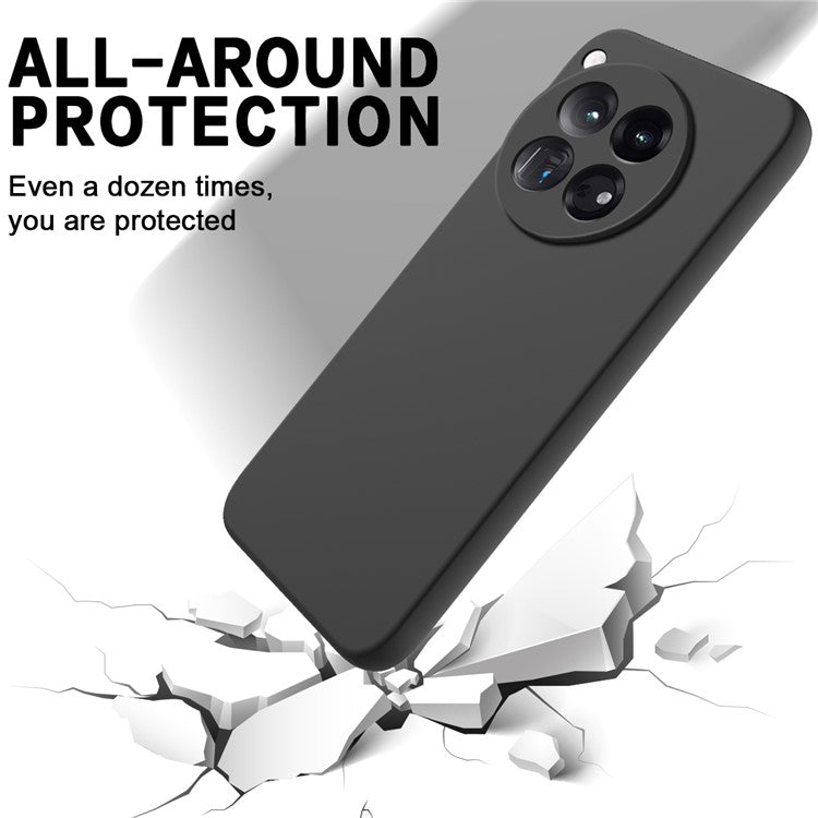 For OnePlus 12 5G Liquid Silicone Phone Case with Soft Anti-Scratch Lining - Black