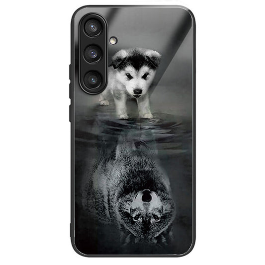 For Samsung Galaxy S24+ Phone Case Tempered Glass+TPU Anti-drop Cover - Dog and Wolf