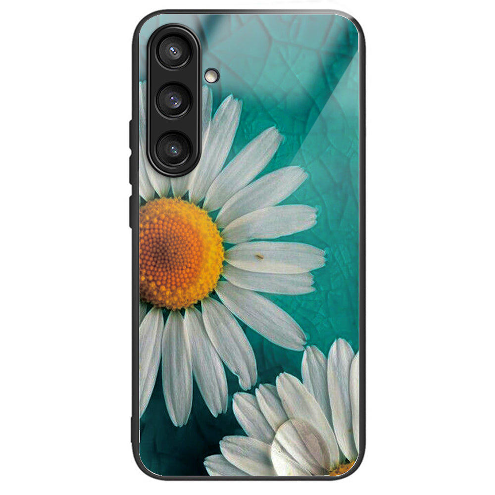 For Samsung Galaxy S24+ Phone Case Tempered Glass+TPU Anti-drop Cover - Daisy