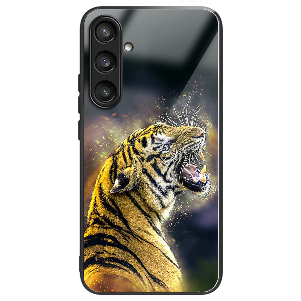 For Samsung Galaxy S24+ Case Slim-Fit Pattern Printing TPU+Tempered Glass Protective Shell - Roaring Tiger