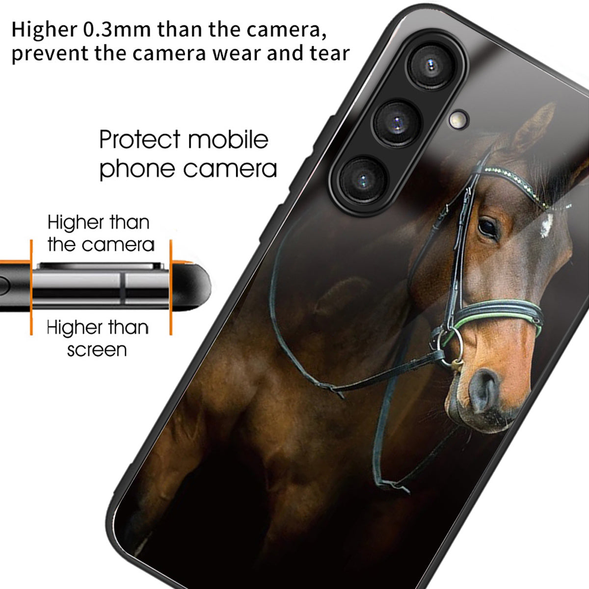 For Samsung Galaxy S24+ Case Slim-Fit Pattern Printing TPU+Tempered Glass Protective Shell - Horse