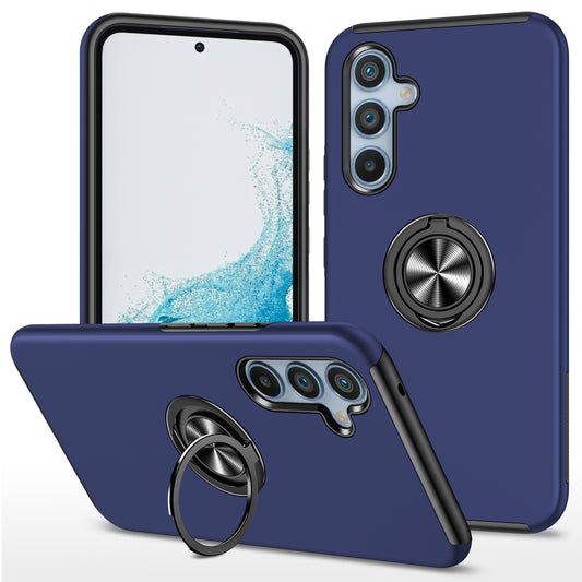 For Samsung Galaxy S24 Case PC+TPU Ring Kickstand Mobile Phone Cover - Blue