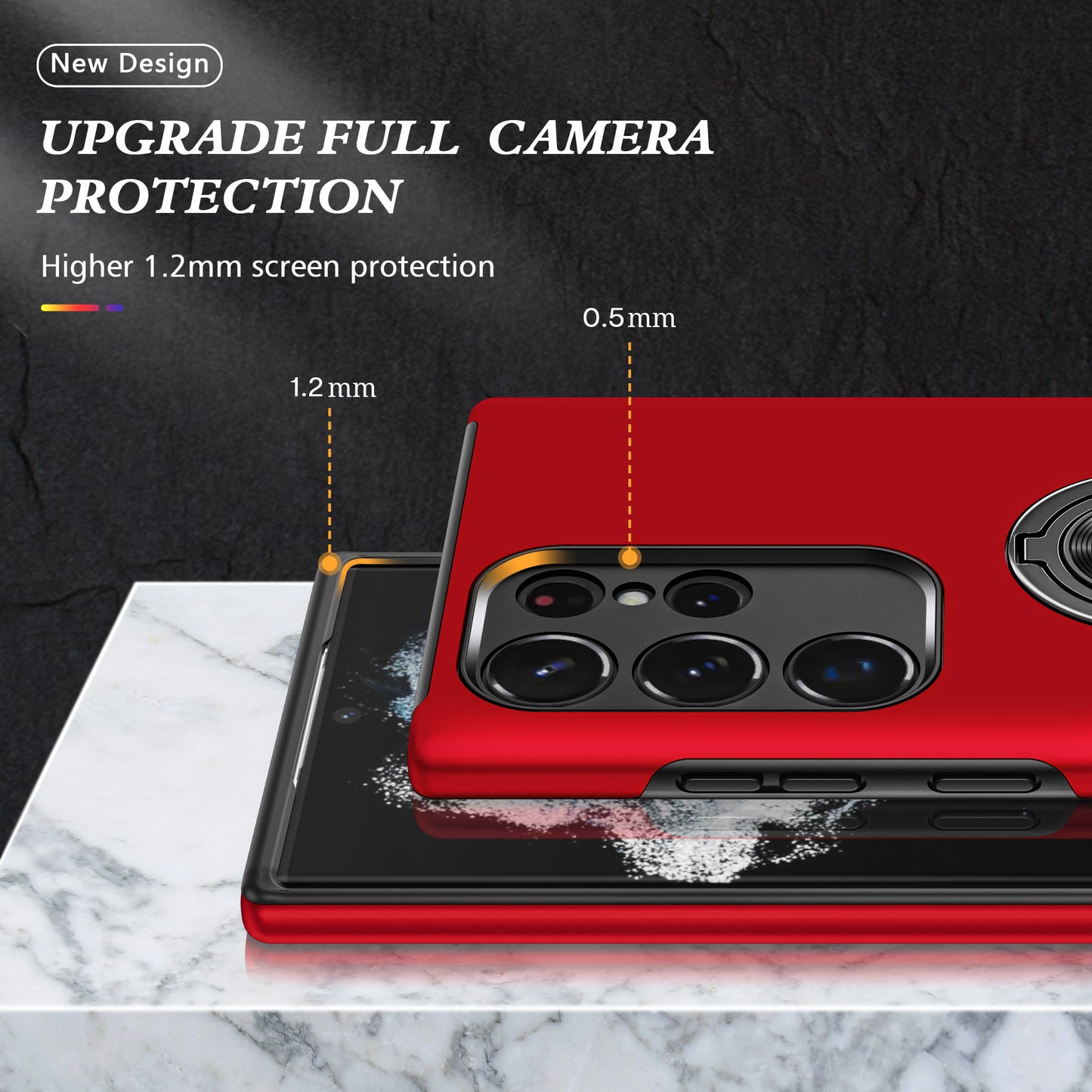For Samsung Galaxy S24 Ultra Cell Phone Case Anti-scratch Ring Kickstand Back Shell - Red