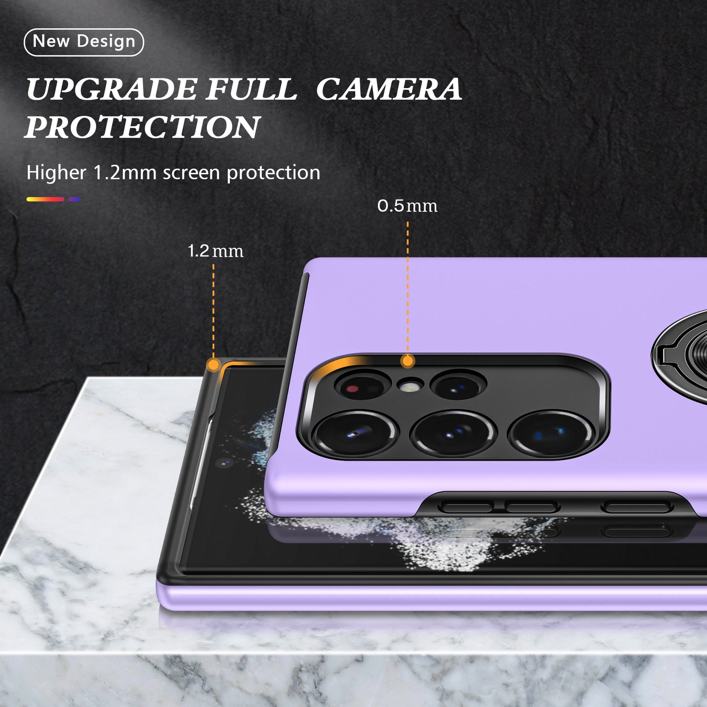 For Samsung Galaxy S24 Ultra Cell Phone Case Anti-scratch Ring Kickstand Back Shell - Purple