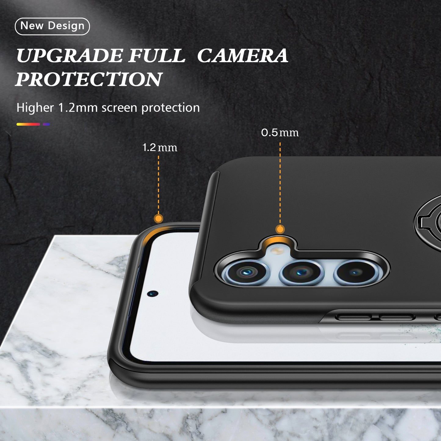 For Samsung Galaxy S24+ Phone Case Slim-Fit PC+TPU Cover with Ring Kickstand - Black
