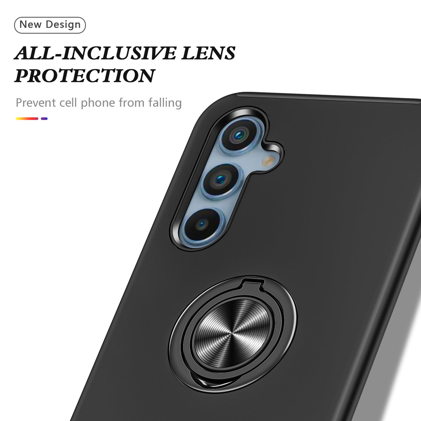 For Samsung Galaxy S24+ Phone Case Slim-Fit PC+TPU Cover with Ring Kickstand - Black