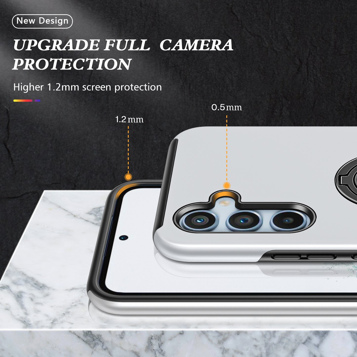For Samsung Galaxy S24+ Phone Case Slim-Fit PC+TPU Cover with Ring Kickstand - Silver