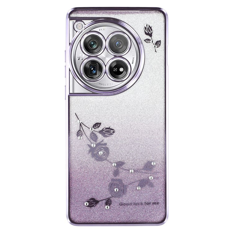 KADEM Phone Case for OnePlus 12 5G Flower Decor Gradient TPU Mobile Cover - Purple