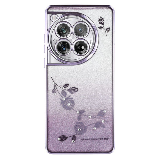 KADEM Phone Case for OnePlus 12 5G Flower Decor Gradient TPU Mobile Cover - Purple