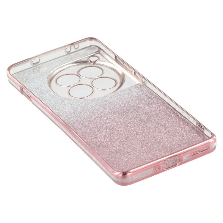 KADEM For OnePlus 12 5G Cover Flower Pattern Gradient TPU Anti-scratch Cell Phone Case with Strap - Rose Gold