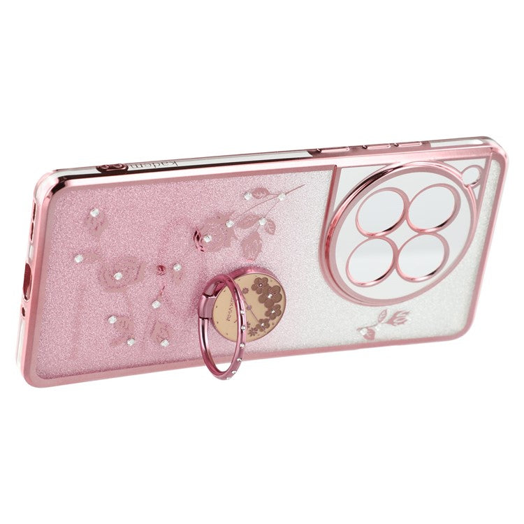 KADEM For OnePlus 12 5G Cell Phone Case Ring Kickstand Anti-scratch Glitter TPU Cover - Rose Gold