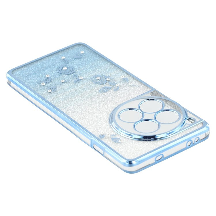 KADEM For OnePlus 12 5G Cell Phone Case Ring Kickstand Anti-scratch Glitter TPU Cover - Blue