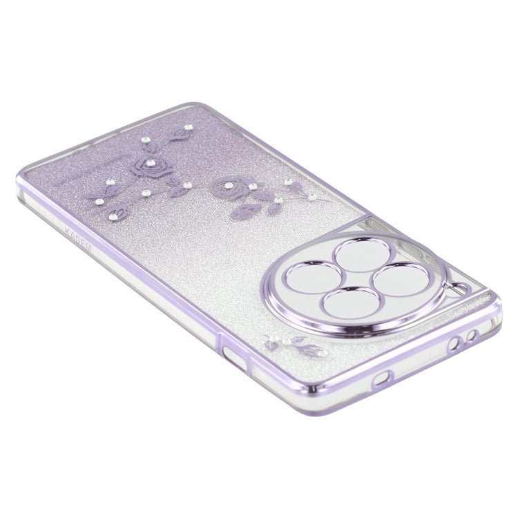 KADEM For OnePlus 12 5G Cell Phone Case Ring Kickstand Anti-scratch Glitter TPU Cover - Purple