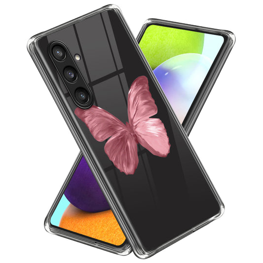 For Samsung Galaxy S24 Phone Case Slim TPU Cover Pattern Printing - Pink Butterfly