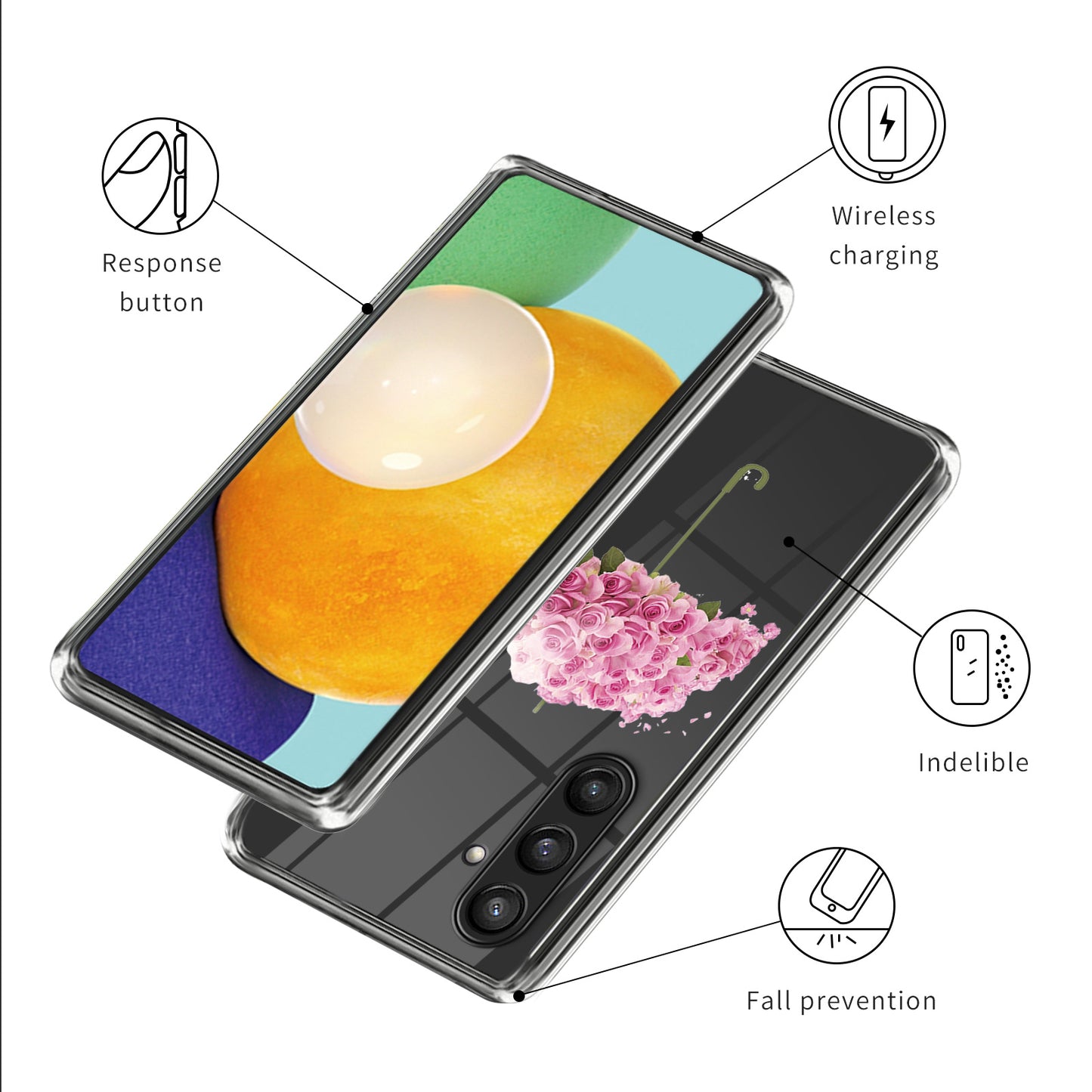 For Samsung Galaxy S24 Phone Case Slim TPU Cover Pattern Printing - Flower Umbrella