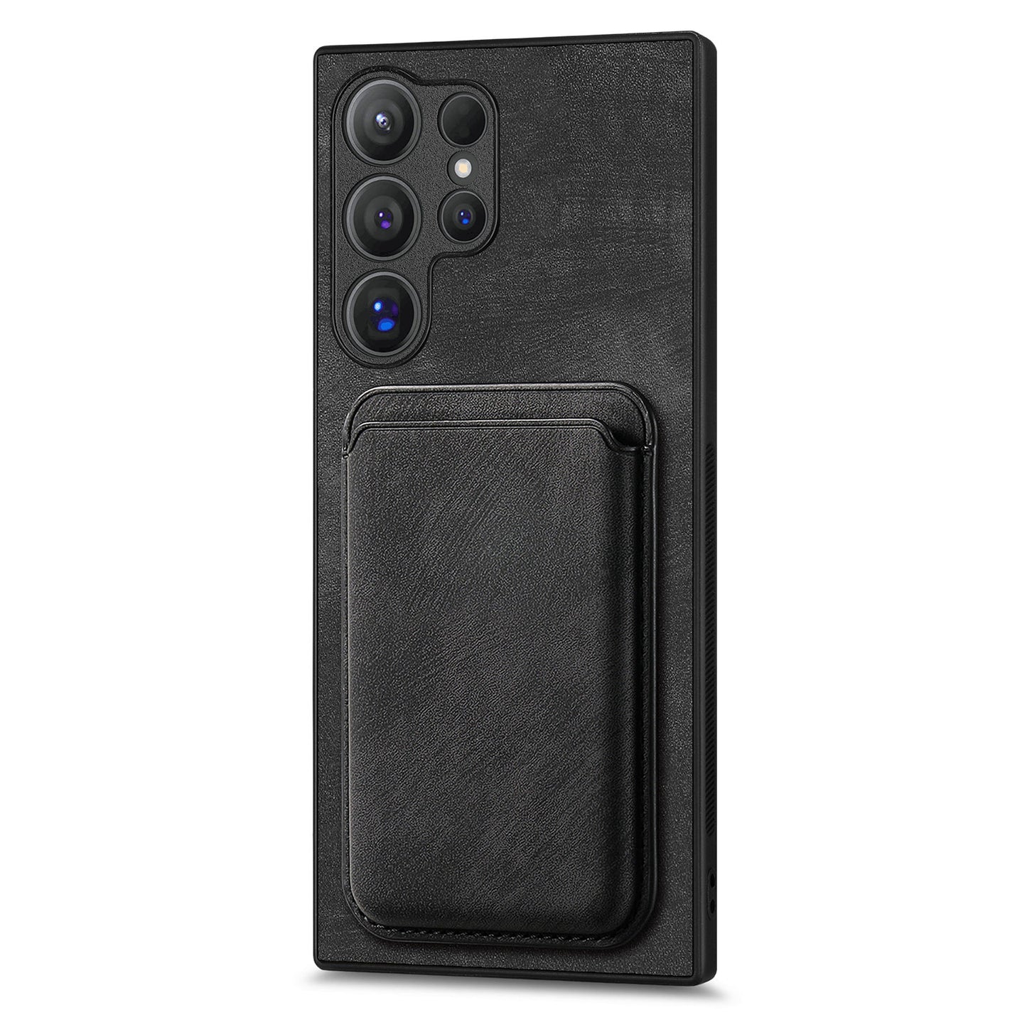 D12 For Samsung Galaxy S24 Ultra Retro Texture Detachable Magnetic Card Case Phone Cover - Black